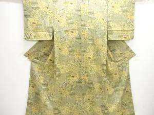 縮緬地裂取りに花更紗模様小紋着物